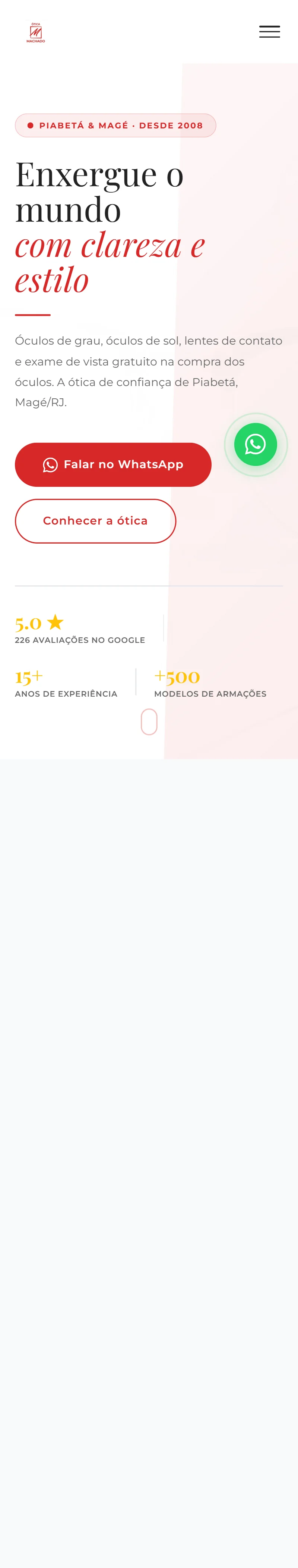 Ótica Machado — versão mobile